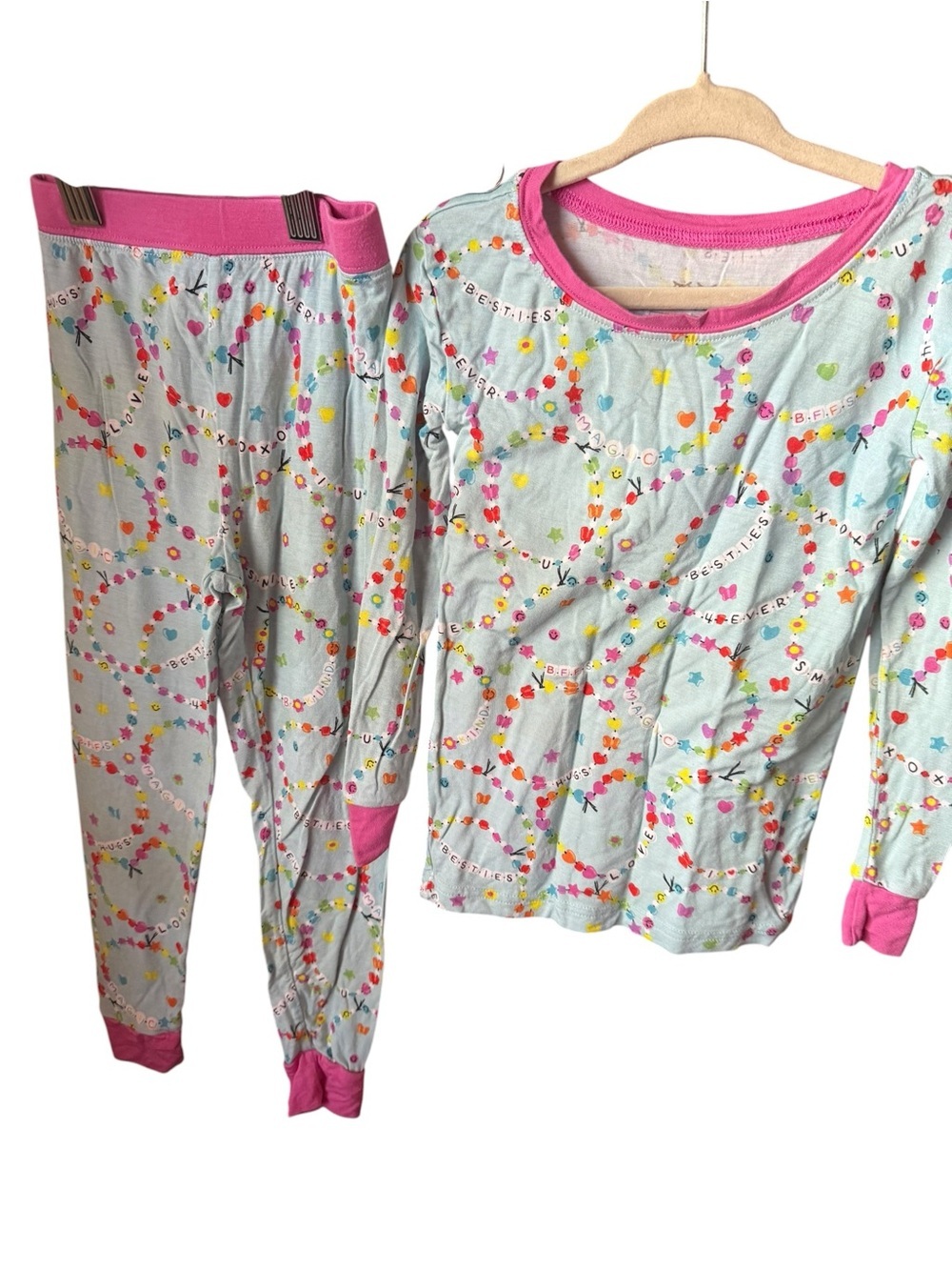 Little Sleepies Friendship Bracelet Bamboo Pajama Set 3T Long Sleeve Pink BFFs